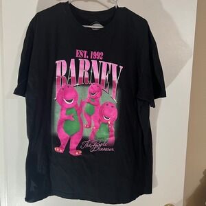 Barney The Purple Dinosaur Est 1992 Graphic T-Shirt Black Hybrid Apparel Mens XL